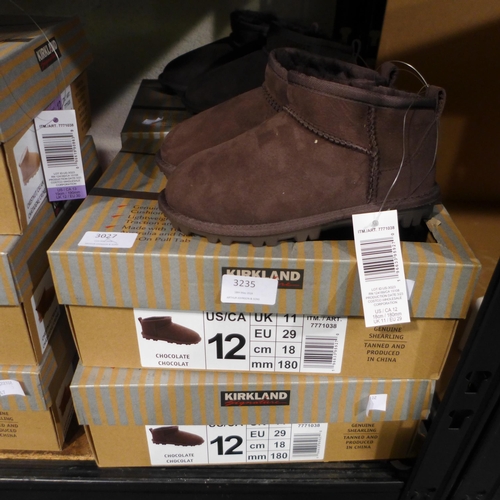 3235 - 4 x Pairs of children's Kirkland Signature chocolate coloured Shearling boots - UK size C11 * this l... 