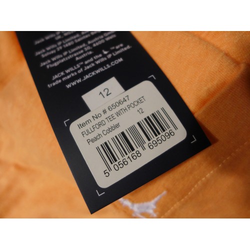 3220 - Quantity of women's Jack Wills Peach T-shirts - mixed size * this lot is subject to VAT