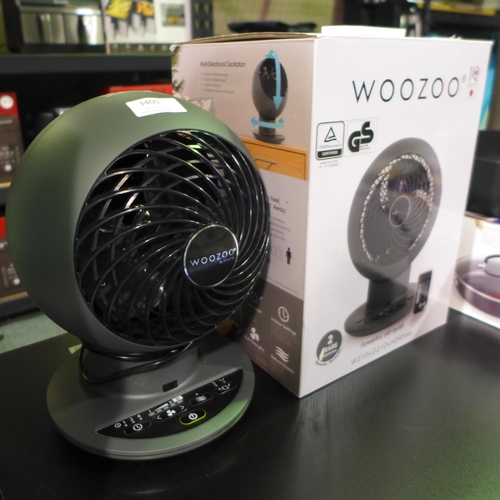 3400 - Iris Woozoo Grey Desk Fan With Remote - This lot requires a UK adaptor  (326-23) This lot is subject... 