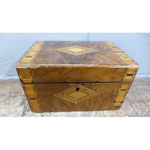 1004 - Three wooden boxes, two with inlaid wood and one brass inlaid larger box **PLEASE NOTE THIS LOT IS N... 