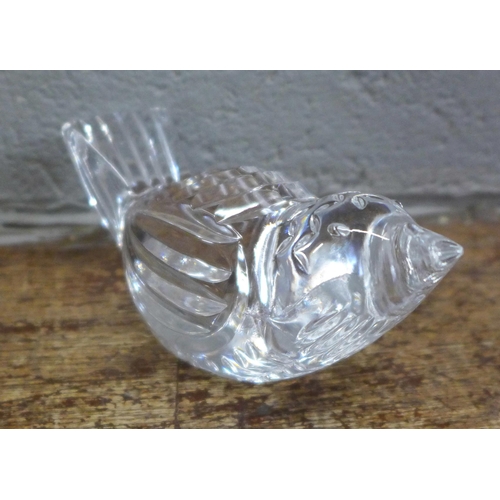 1009 - A Waterford crystal bird, Hoglund glass penguin, Murano duck, Galway christmas tree ornament, etc.