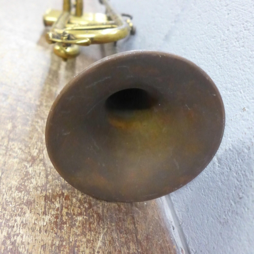 1013 - A trumpet with muffler and assorted pewter **PLEASE NOTE THIS LOT IS NOT ELIGIBLE FOR IN-HOUSE POSTI... 