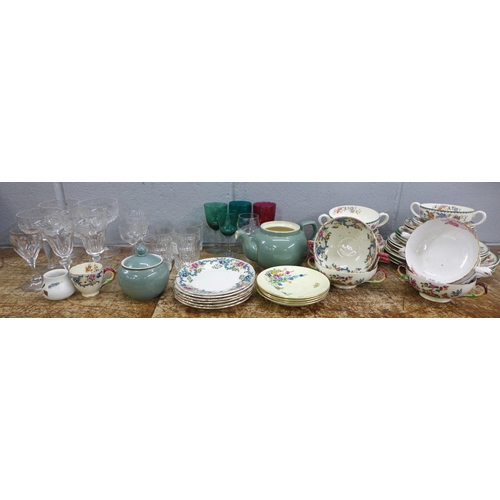 1016 - Two boxes of Victorian and later glass, china, Copeland Spode, Staffordshire, Denby, etc. **PLEASE N... 