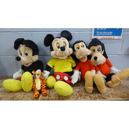 Four battery operated Disney character soft toys and a Tigger soft toy ...