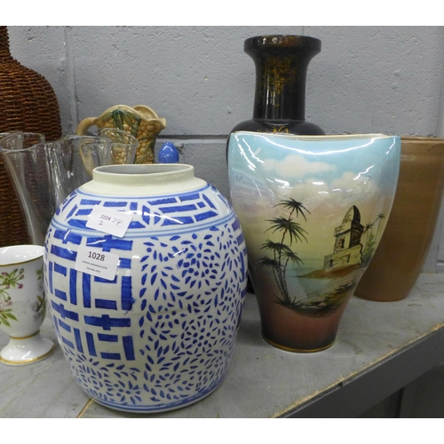 1028 - A collection of vases, wicker, ceramic and lacquered **PLEASE NOTE THIS LOT IS NOT ELIGIBLE FOR IN-H... 