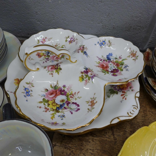 1037 - A Royal Crown Derby Derby Posies nut dish, two bread and butter plates, cream jug and bowl set, boxe... 