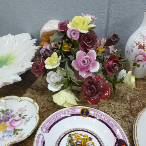 1038 - Royal commemorative china, including many Aynsley pieces, Royal Crown Derby Derby Posies pin dishes,... 