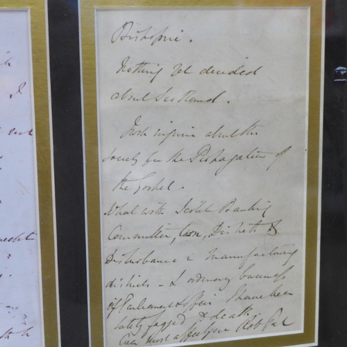604 - A signed letter from Sir Robert Peel, with certificate of authentication on reverse, framed