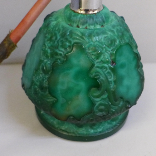 626 - A malachite glass Art Deco perfume atomiser