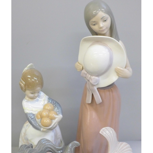 647 - Three pieces of Lladro including a figure of a mermaid