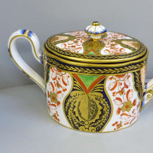 653 - A circa 1880s Derby 1384 Imari teapot and a later Royal Crown Derby sucrier (teapot lid may possibly... 