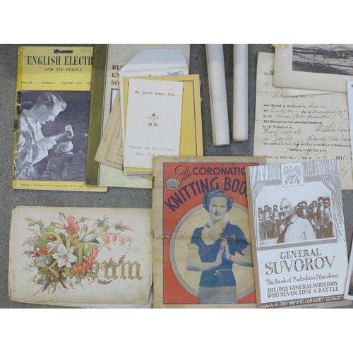 668 - A box of Victorian and later ephemera