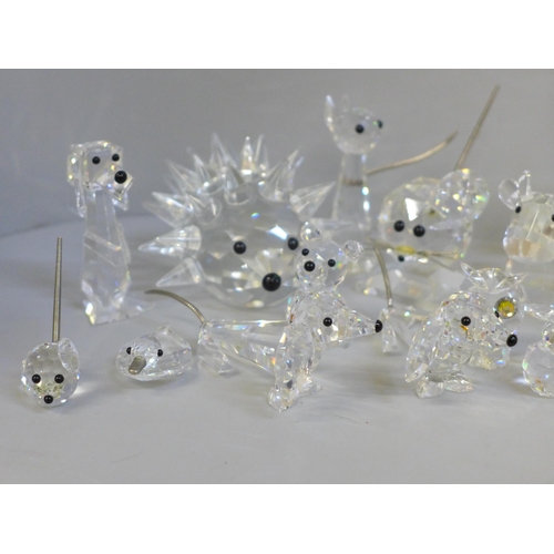 669 - A collection of crystal animals including signed Swarovski pieces (22)