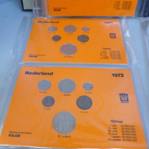 690 - An album of Netherlands coin sets, 1967 to 1980 and seven other coin covers