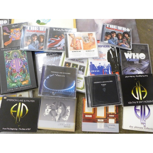 700 - Emerson, Lake and Palmer LP records, CDs, DVDs, The Who CDs, book and DVDs