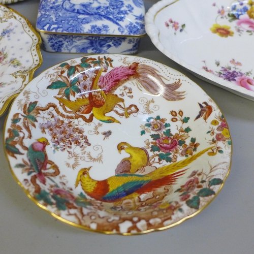 701 - Derby and Royal Crown Derby china: a turn of the Century serving plate, Imari cabinet plate, Royal A... 