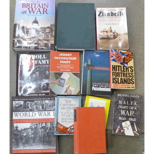 702 - Twelve WWI and WWII books including Lambeth and Southwark Volunteers, Price of Glory, Verdun 1916