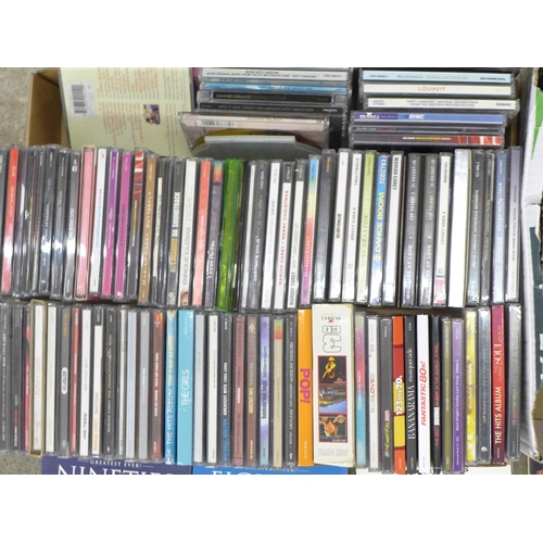 710 - Two boxes of mixed CDs, mainly dance, urban, female artists, pop, etc.