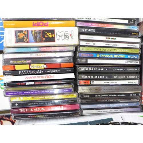 710 - Two boxes of mixed CDs, mainly dance, urban, female artists, pop, etc.