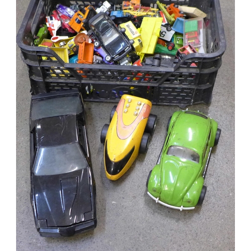 718 - A collection of die-cast model vehicles including a pressed steel Night Rider car, mostly Matchbox, ... 