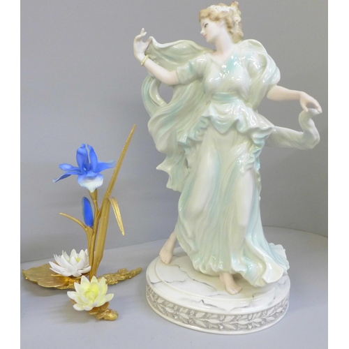 724 - A Wedgwood The Classical Collection figure, Spirit of Dance, a Capodimonte figure, Border Fine Arts ... 