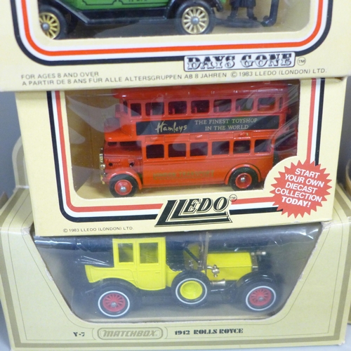 733 - Seven Corgi Mobil die cast model vehicles, six LLedo Days Gone, and three models of Yesteryear