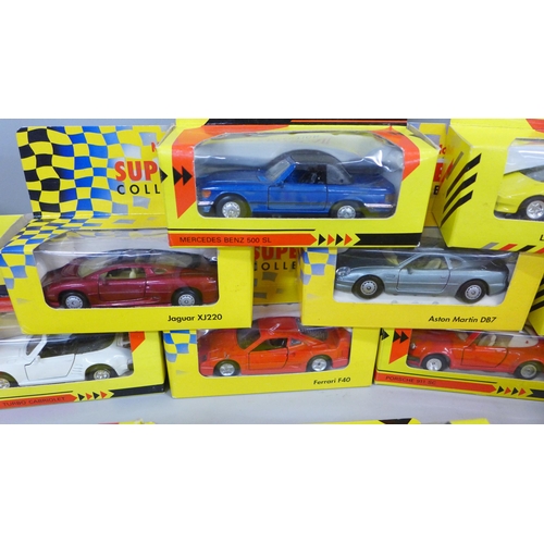 742 - Fourteen Classic sports car collection die cast model vehicles, and three Maisto model vehicles, all... 