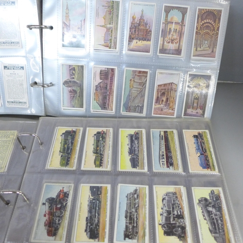 750 - Two albums of cigarette cards; Wills, Gallaher, John Player, Ardath, Churchmans, Senior Service