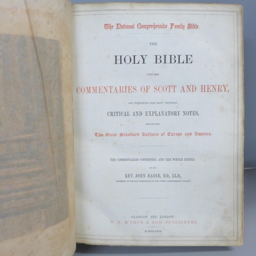 755 - A Victorian family Bible, with handwritten cover sheet, November 27th 1869