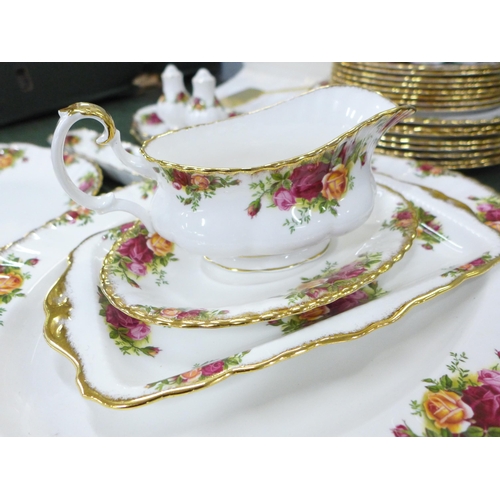 761 - Royal Albert Old Country Roses dinner wares including two vegetable dishes and covers, eight dinner ... 