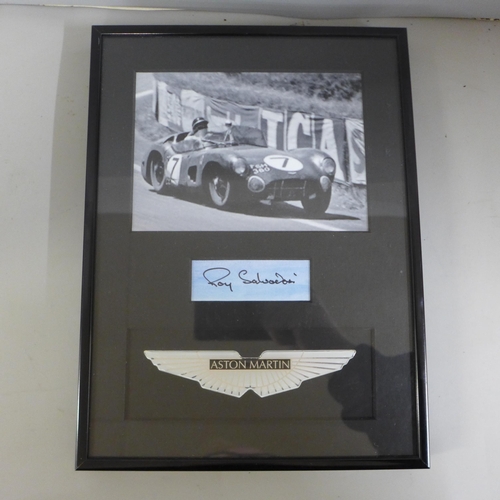 775 - A framed Roy Salvadori photograph with associated signature, certificate of authenticity on reverse