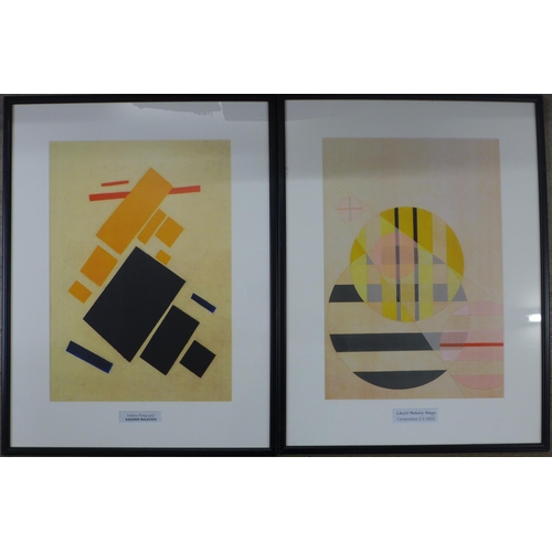 777 - Two modern abstract Bauhaus prints, Airpolane Flying (1915) by Kazimir Malevich and Composition 211 ... 