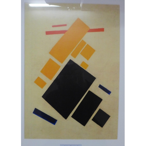 777 - Two modern abstract Bauhaus prints, Airpolane Flying (1915) by Kazimir Malevich and Composition 211 ... 