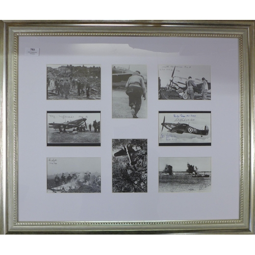 783 - A photograph montage of Battle of Britain aircrew, with original signatures of: Bill Green, Flt. Lt.... 