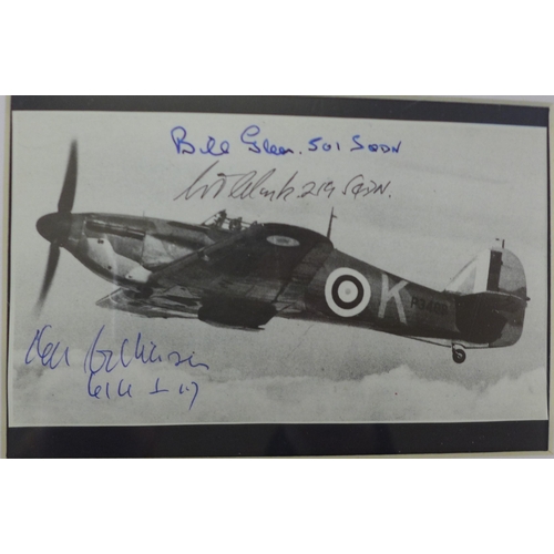 783 - A photograph montage of Battle of Britain aircrew, with original signatures of: Bill Green, Flt. Lt.... 