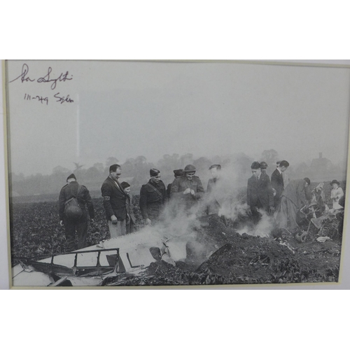 783 - A photograph montage of Battle of Britain aircrew, with original signatures of: Bill Green, Flt. Lt.... 