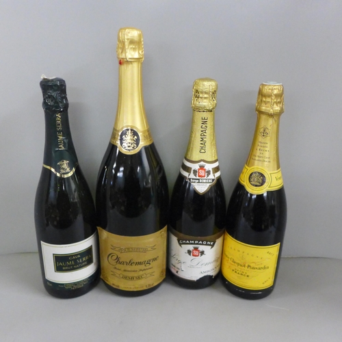 787 - Two bottles of champagne, Serge Demiere and Veuve Clicquot and two bottles of sparkling wine **PLEAS... 