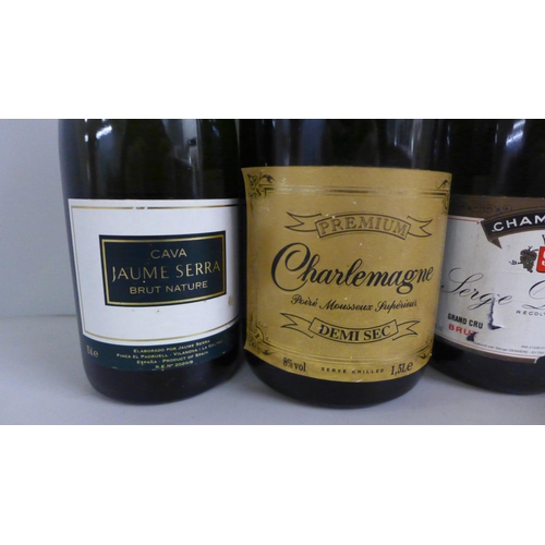 787 - Two bottles of champagne, Serge Demiere and Veuve Clicquot and two bottles of sparkling wine **PLEAS... 