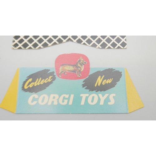 801 - Four Corgi Toys original promotional advertising cards