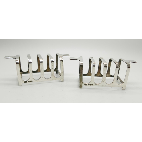 816 - A pair of Art Deco silver toast racks, Sheffield 1933, 96g