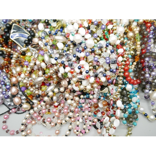 834 - Approximately 40 bead necklaces, Czech bead and plastic, old shop stock