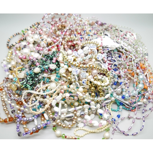 844 - Approximately 40 bead necklaces, Czech bead and plastic, old shop stock