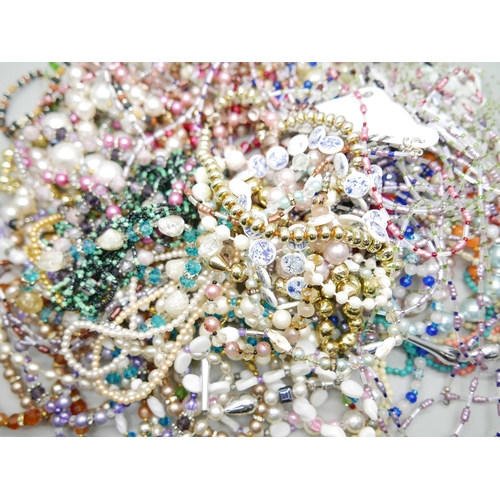 844 - Approximately 40 bead necklaces, Czech bead and plastic, old shop stock