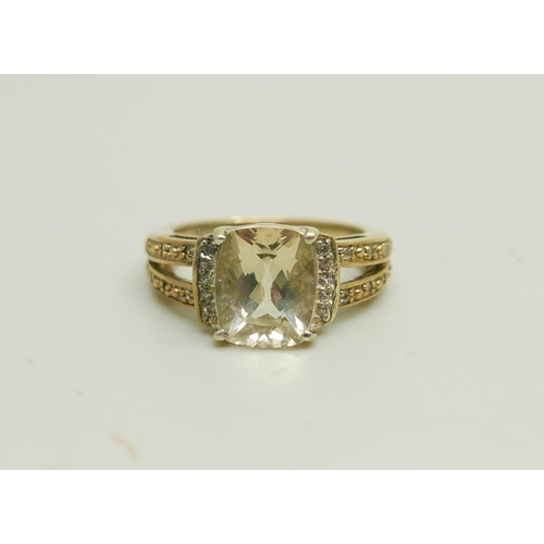 929 - A silver gilt, serenite and white topaz ring, N