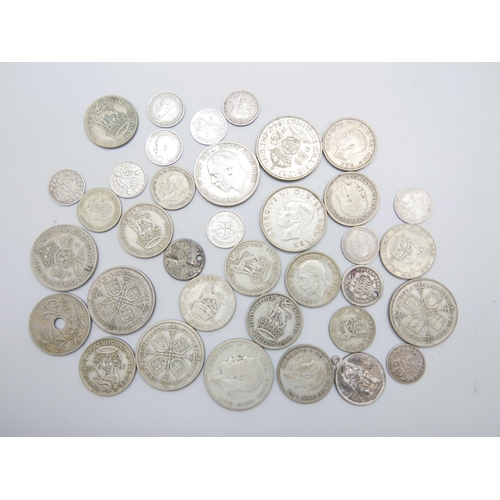 951 - A collection of silver and half silver coinage, etc.