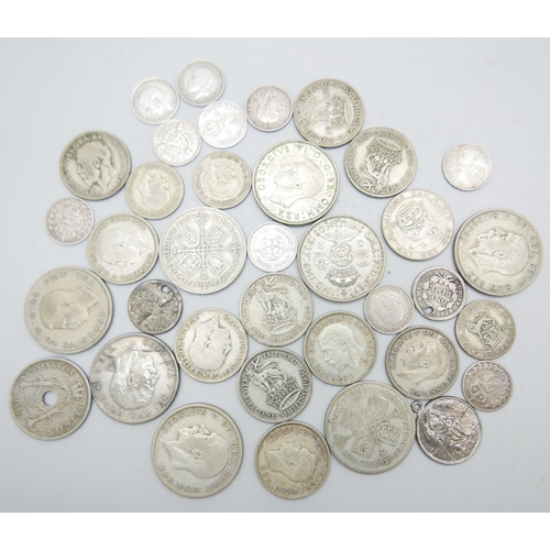 951 - A collection of silver and half silver coinage, etc.