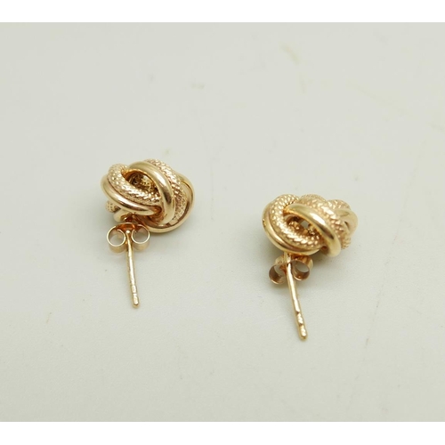 955 - A pair of 9ct gold knot earrings, 1.5g