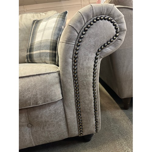 1485 - Light stone PU suede three seater sofa