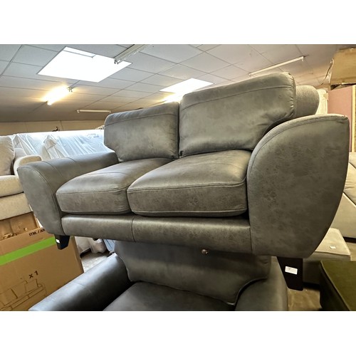 1487 - Black PU leather two seater sofa and loveseat