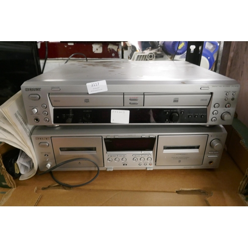 2117 - A Sony RCD-W100 compact disc recorder and A Sony TC-WE475 stereo cassette deck